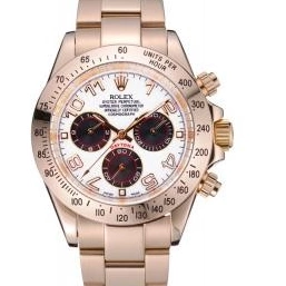Good copy rolex watches 622548 Daytona Gold Subdials White Rolex with Black Bracelet Cosmograph 0610